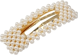 Kwadratowa spinka do włosów z perełkami, biała - Lolita Accessories — Zdjęcie N1