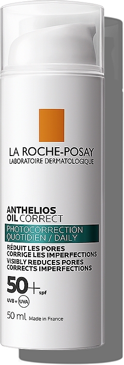 Krem-żel korygujący z filtrem przeciwsłonecznym do codziennej pielęgnacji skóry problematycznej, SPF50+ - La Roche-Posay Anthelios Oil Correct