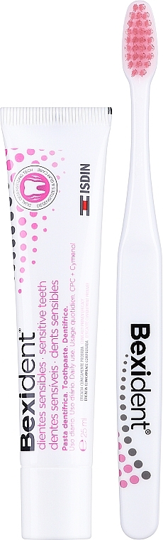 Zestaw - Isdin Bexident Sensitive Kit (toothpaste/25ml + toothbrush/1pcs + bag/1pcs) — Zdjęcie N2