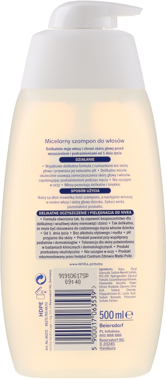 Delikatny szampon micelarny dla dzieci - NIVEA BABY Micellar Mild Shampoo — Zdjęcie N5