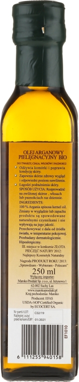 Olej arganowy kosmetyczny 100% BIO, butelka szklana - Efas Argan Oil — Zdjęcie N8