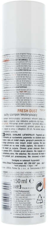 Odświeżający i dodający tekstury suchy szampon w sprayu - L'Oreal Professionnel Tecni.art Fresh Dust Shampooing — Zdjęcie N2