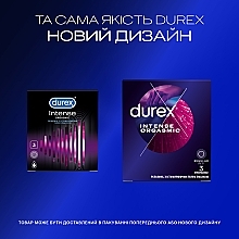 Prezerwatywy prążkowane z wypustkami i żelem stymulującym, 3 szt. - Durex Intense Orgasmic — Zdjęcie N4