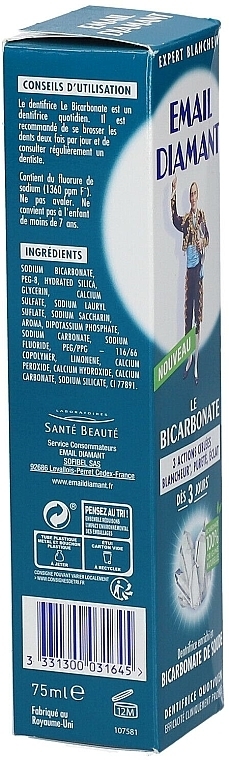 Pasta do zębów wzbogacona sodą oczyszczoną - Email Diamant Le Bicarbonate Toothpaste — Zdjęcie N2