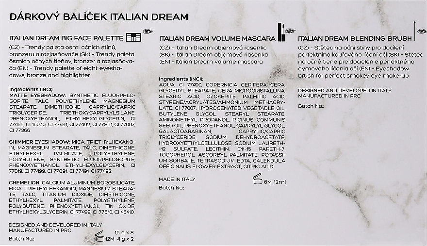 PRZECENA! Zestaw - Gabriella Salvete Italian Dream Gift Box (palette/20 g + mascara/12 ml + brush/1 pc) * — Zdjęcie N3