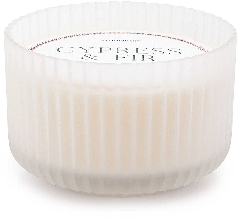 Świeca zapachowa w szkle, biała - Paddywax Cypress & Fir Large 3 Wick Mercury Glass Candle White — Zdjęcie N1