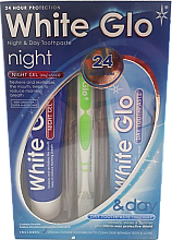 Zestaw do czyszczenia zębów z zieloną szczoteczką - White Glo Night & Day Toothpaste (t/paste/65ml + t/gel/65ml + toothbrush) — фото N2