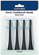 Wymienne główki do elektrycznej szczoteczki do zębów, czarne - Concept Sonic Toothbrush Heads Daily Clean ZK0006 — Zdjęcie N2