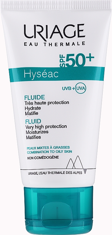 Przeciwsłoneczny fluid do skóry mieszanej i tłustej SPF 50+ - Uriage Hyséac Fluid