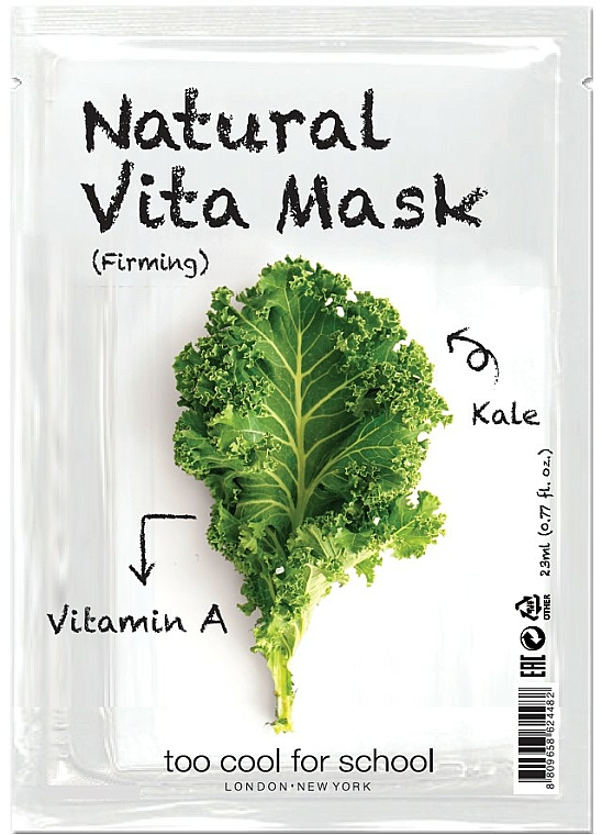 Ujędrniająca maseczka w płachcie do twarzy Jarmuż i witamina A - Too Cool For School Natural Vita Mask Firming — Zdjęcie N1