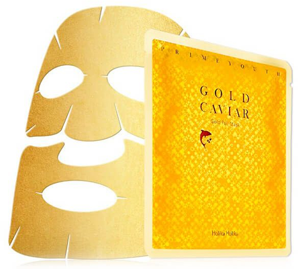 Maska do twarzy z cząsteczkami złota - Holika Holika Prime Youth Gold Caviar Gold Foil Mask