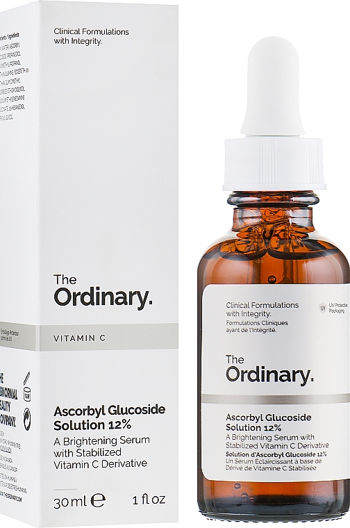 Rozjaśniające serum do twarzy z witaminą C - The Ordinary Ascorbyl Glucoside Solution 12% — Zdjęcie N1