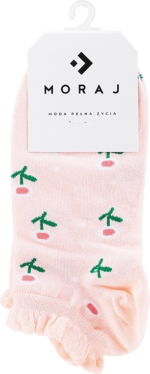 Bawełniane skarpety damskie z kwiatowym wzorem, różowe - Moraj — Zdjęcie N1