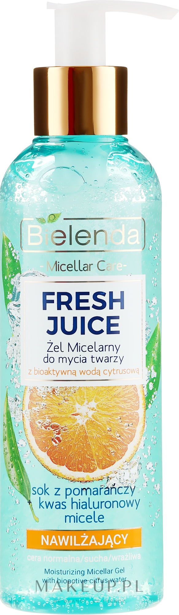 Nawilżający żel micelarny do twarzy z bioaktywną wodą cytrusową - Bielenda Fresh Juice — Zdjęcie 190 g