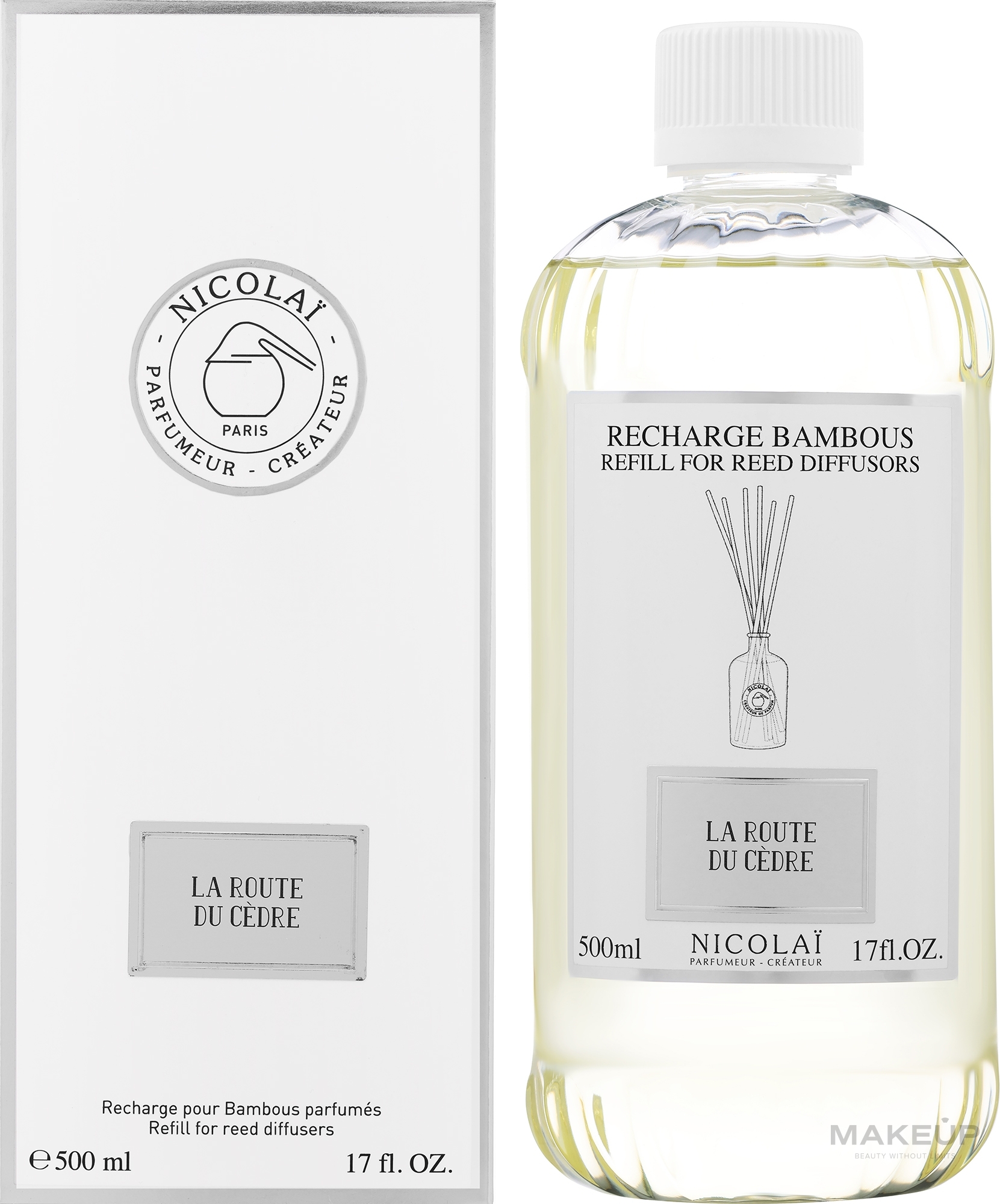 Dyfuzor zapachowy do domu - Nicolai Parfumeur Createur La Route Du Cedre Reed Diffusers Refill (uzupełnienie) — Zdjęcie 500 ml