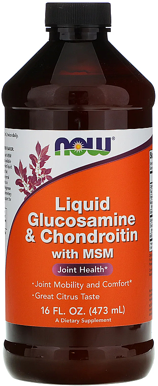 Płynna glukozamina i chondroityna z MSM - Now Foods Glucosamine & Chondroitin with MSM Liquid — Zdjęcie N1