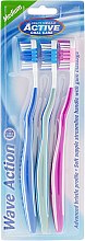 Kup Szczoteczki do zębów, średnia twardość, niebieska + szara + różowa - Beauty Formulas Active Oral Care Active Wave Action 