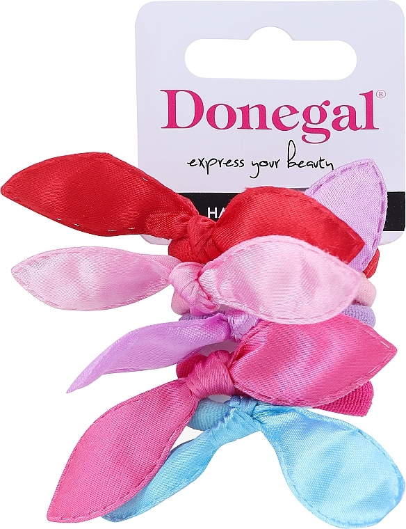 Opaski do włosów, 5 szt., FA-5682+1, czerwona + różowa + liliowa + niebieska - Donegal — Zdjęcie N1