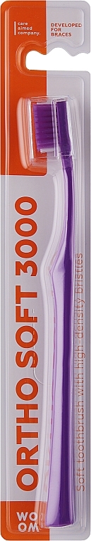 Miękka szczoteczka ortodontyczna, fioletowa - Woom Ortho Soft 3000 Toothbrush — Zdjęcie N1