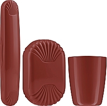 Kup Zestaw turystyczny, bordowy - Sanel Comfort II (cup1/pcs + toothbr/case/1pcs + soap/case/1pcs)