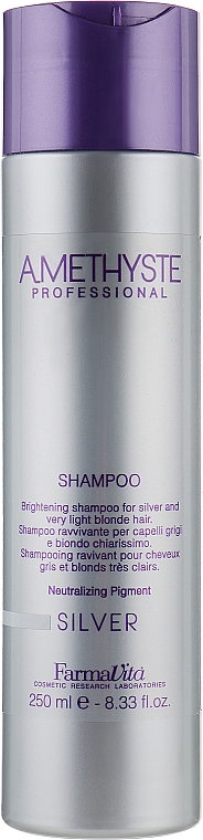 Rozjaśniający szampon do siwych i jasnych włosów - Farmavita Amethyste Silver Shampoo