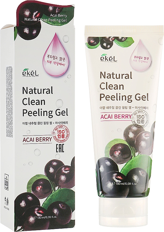 Naturalny peelingujący żel do mycia twarzy Jagody acai - Ekel Acai Berry Natural Clean Peeling Gel