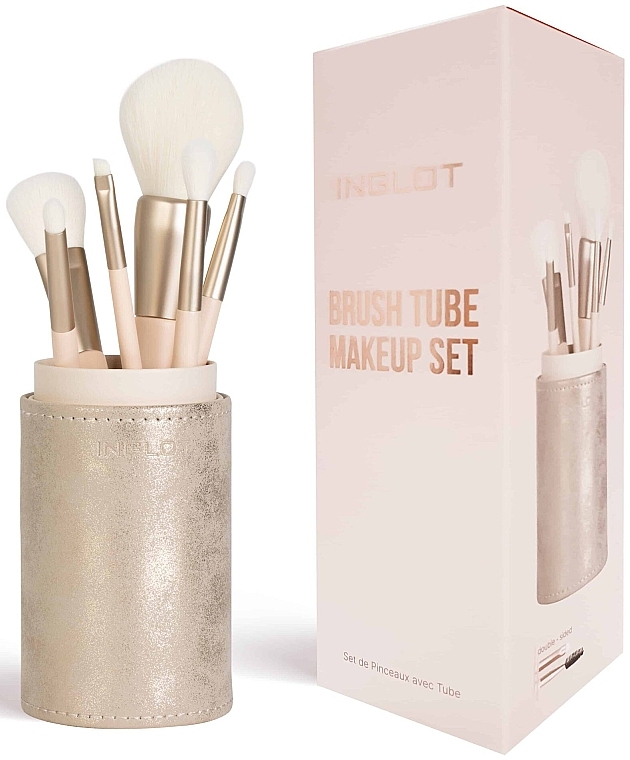 Zestaw pędzli do makijażu, 6 szt., w złotym etui - Inglot Brush Tube Makeup Set — Zdjęcie N1