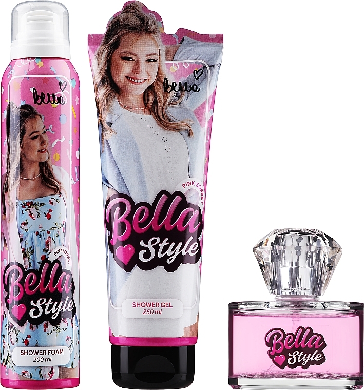 PRZECENA! Bella Style Pink Sorbet - Zestaw (sh foam 200 ml + sh gel 250 ml + edp 60 ml) * — Zdjęcie N1