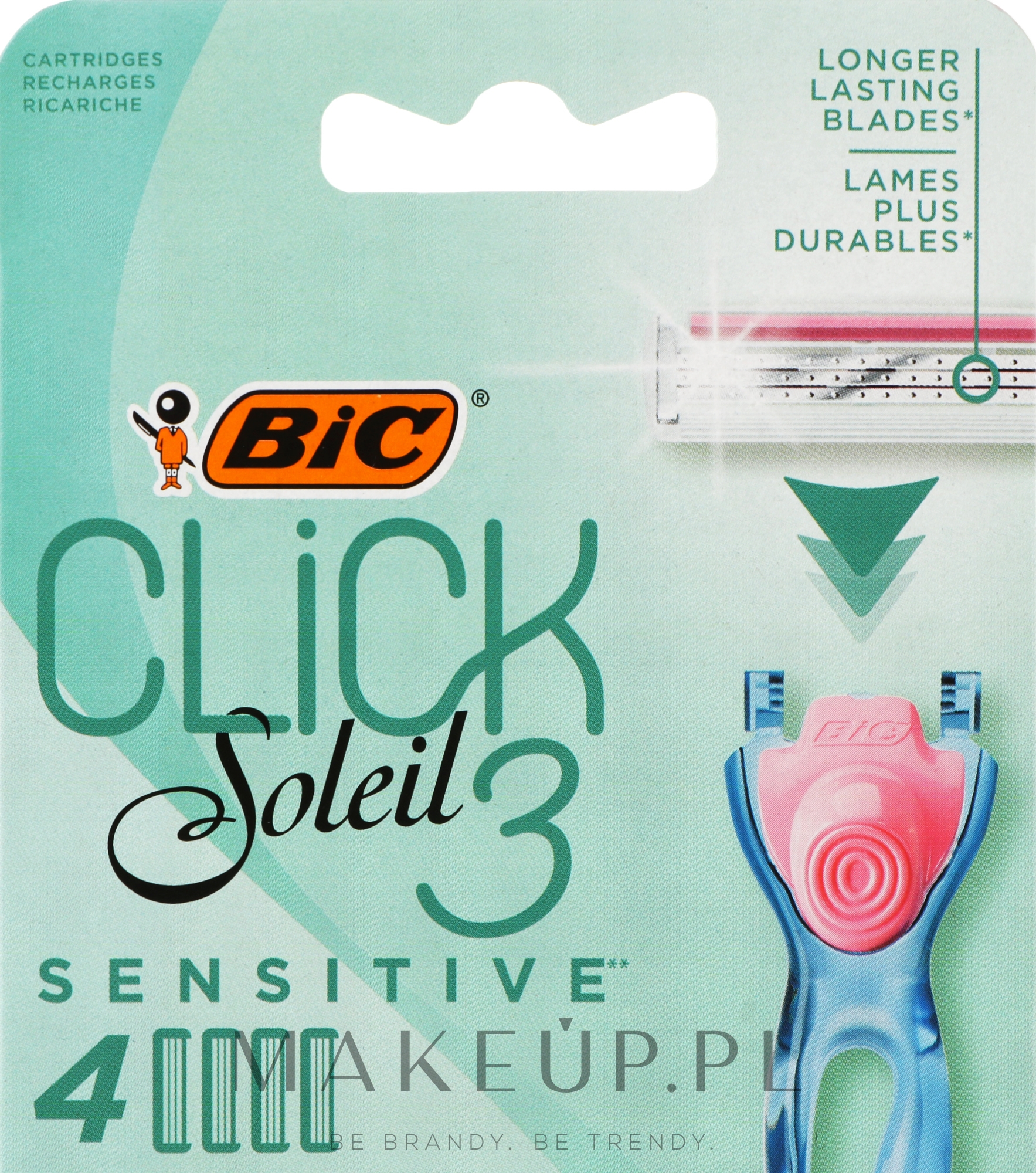 Wymienne wkłady do maszynki do golenia, 4 szt. - Bic Click 3 Soleil Sensitive — Zdjęcie 4 szt.