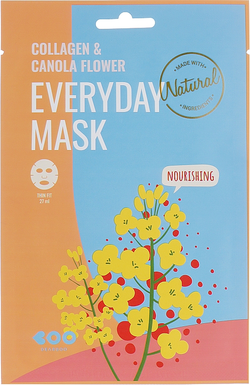 Maseczka do twarzy z kolagenem i ekstraktem z kwiatów rzepaku - Dearboo Everyday Mask Collagen & Canola Flower — Zdjęcie N1