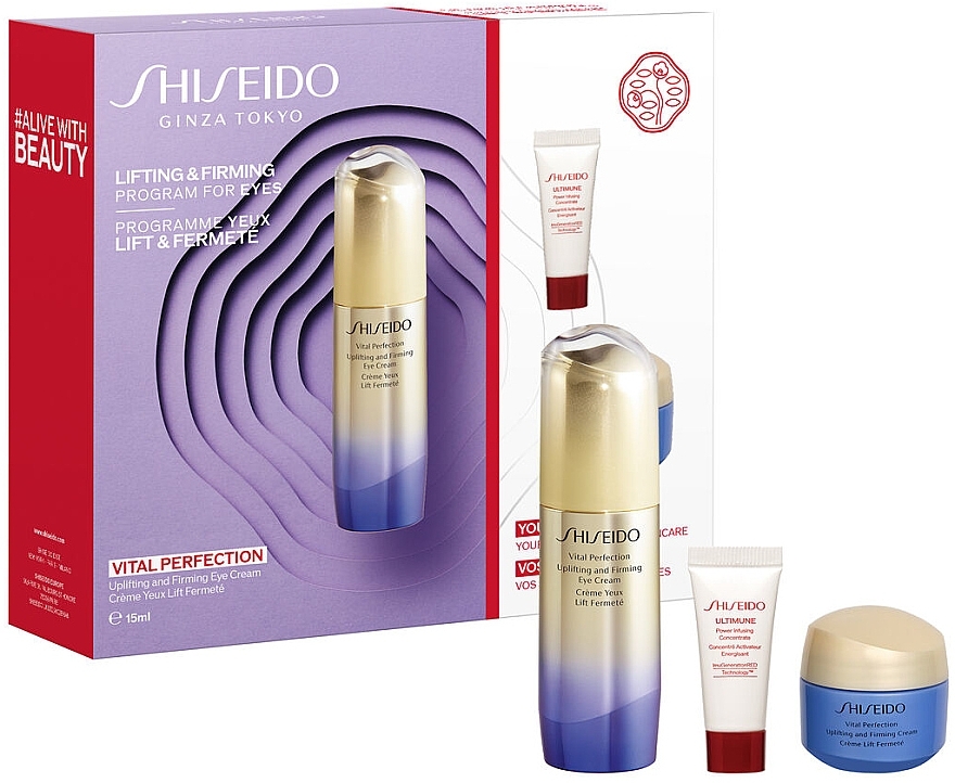 Zestaw - Shiseido Vital Perfection Lifting & Firming Program For Eyes (eye/cr/15ml + conc/5ml + cr/15ml) — Zdjęcie N1