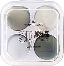 Gąbki do makijażu, 4 sztuki, oliwkowe + szare - Top Choice 3D Make-up Sponge — Zdjęcie N2