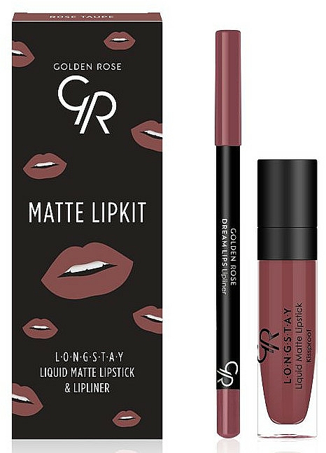 Zestaw do ust - Golden Rose Matte LipKit Rose Taupe (lipstick/5.5 ml + lipliner/1.6g) — Zdjęcie N1