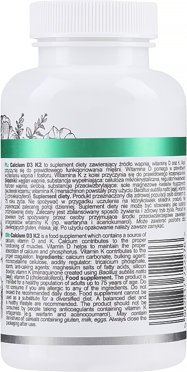 Suplement diety Calcium D3 K2 - SFD Nutrition Calcium D3 K2 — Zdjęcie N2
