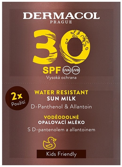 Wodoodporny balsam przeciwsłoneczny - Dermacol Water Resistant Sun Milk SPF 30 (saszetka) — Zdjęcie N1