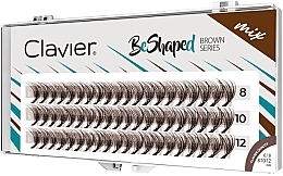 Sztuczne rzęsy, brązowe, 8, 10, 12 mm, krzywa B, 10D - Clavier BeShaped Brown Series Mix — Zdjęcie N1