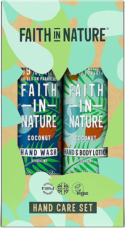 Zestaw - Faith In Nature Hand Care Coconut Gift Set (h/wash/400ml + b/lot/400ml) — Zdjęcie N1