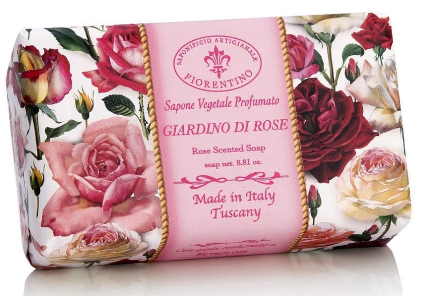 Naturalne mydło w kostce Ogród różany - Saponificio Artigianale Fiorentino Rose Garden Scented Soap