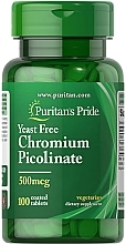 Suplement diety Pikolinian chromu 500 mcg - Puritan's Pride Yeast Free Chromium Picolinate 500mcg — Zdjęcie N1