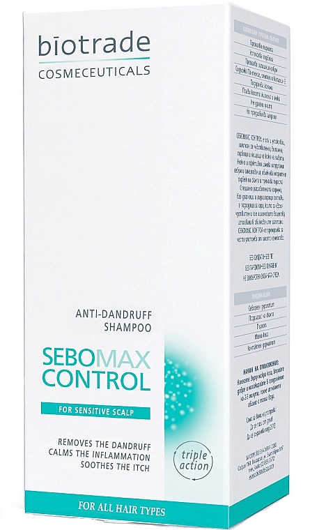 Szampon przeciwłupieżowy bez siarczanów do wszystkich rodzajów włosów - Biotrade Sebomax Control Anti-Dandruff Shampoo — Zdjęcie N3