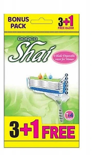 Maszynka do golenia dla kobiet z 6 ostrzami, 3+1 szt. - Dorco Shai 6 — Zdjęcie N1