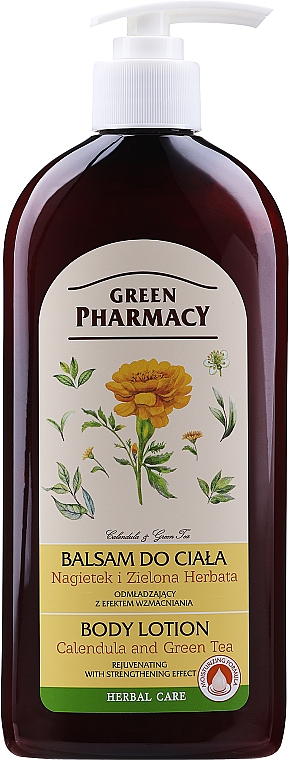 Odmładzający balsam do ciała Nagietek i zielona herbata - Green Pharmacy — Zdjęcie N1