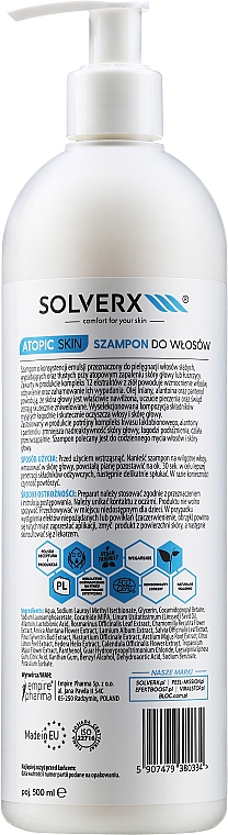Szampon do włosów słabych i atopowej skóry głowy - Solverx Atopic Skin Shampoo — Zdjęcie N4
