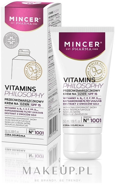 Przeciwzmarszczkowy krem na dzień SPF 15 - Mincer Pharma Vitamins Philosophy N°1001 — Zdjęcie 50 ml