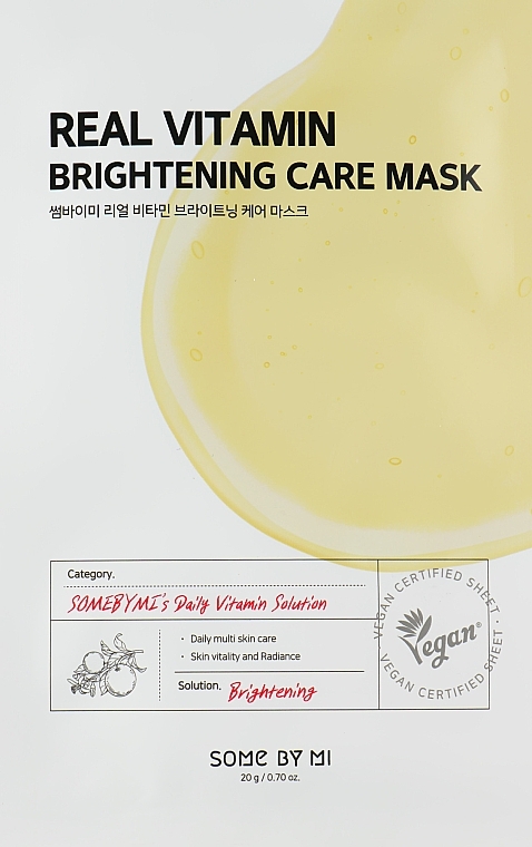 Witaminowa maska ​​do twarzy - Some By Mi Real Vitamin Brightening Care Mask