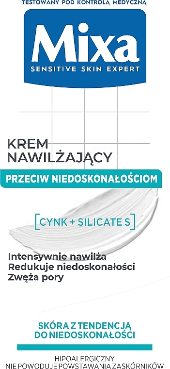 Krem nawilżający przeciw niedoskonałościom - Mixa Sensitive Skin Expert 2in1 Cream — Zdjęcie N2