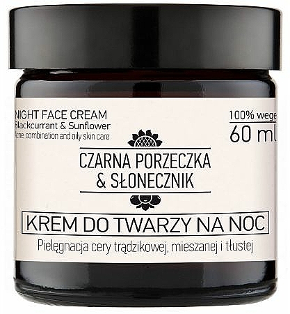 Naturalny krem ujędrniający do twarzy na noc 50+ - Nova Kosmetyki Czarna porzeczka & Słonecznik — Zdjęcie N1