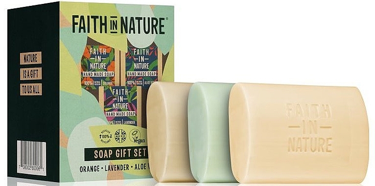 Zestaw - Faith In Nature Orange, Aloe Vera & Lavender Soap Gift Set (3x100g) — Zdjęcie N2