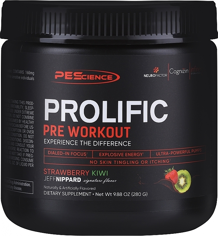 Kompleks przedtreningowy Truskawka Kiwi - PEScience Prolific Pre-Workout Strawberry Kiwi  — Zdjęcie N1