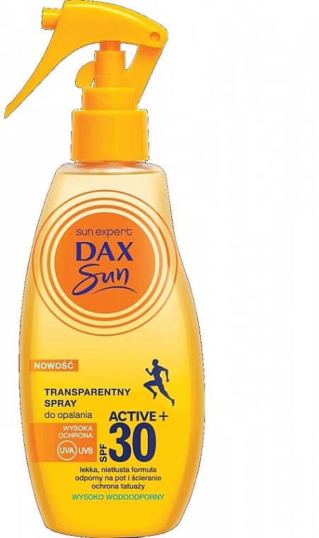 Transparentny spray do opalania Active+, SPF 30 - Dax Sun — Zdjęcie N1